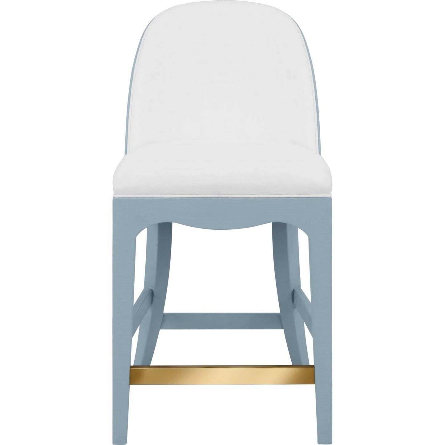 003 SI-2461338 | Additional Silo | Sadie Curved Counter Stool by Worlds Away. Made from solid wood, mdf, linen, foam, metal in a eclectic & global style.