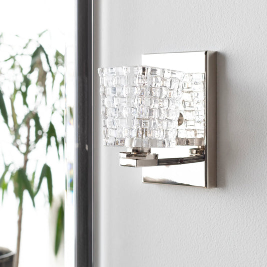 Sandi Fixture by Surya in clear, metallic nickel and polished, textured. Made from metal in a modern style.