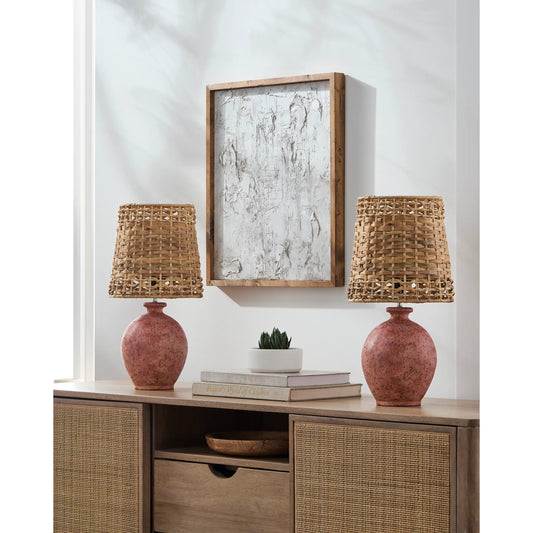 Sarina Accent Table Lamp (Set of 2) by Livabliss in painted. Made from cement, seagrass in a transitional style.