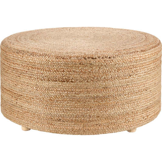 Saba Stool SBT02 Pouf by Jaipur Living in tan. Made from 100% jute fiber in a rustic style.