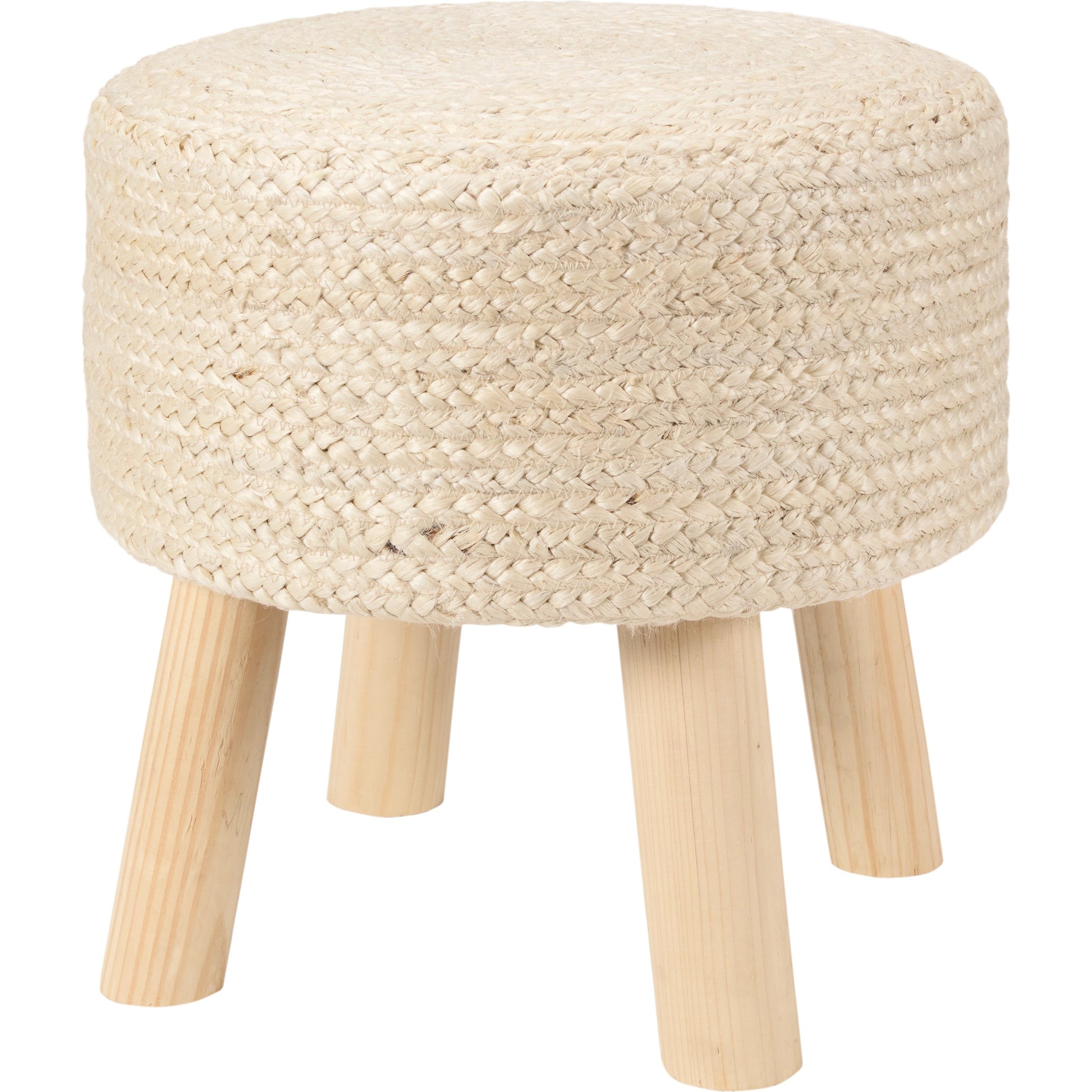 Saba Stool SBT03 Pouf by Jaipur Living in beige. Made from 100% jute fiber in a rustic style.