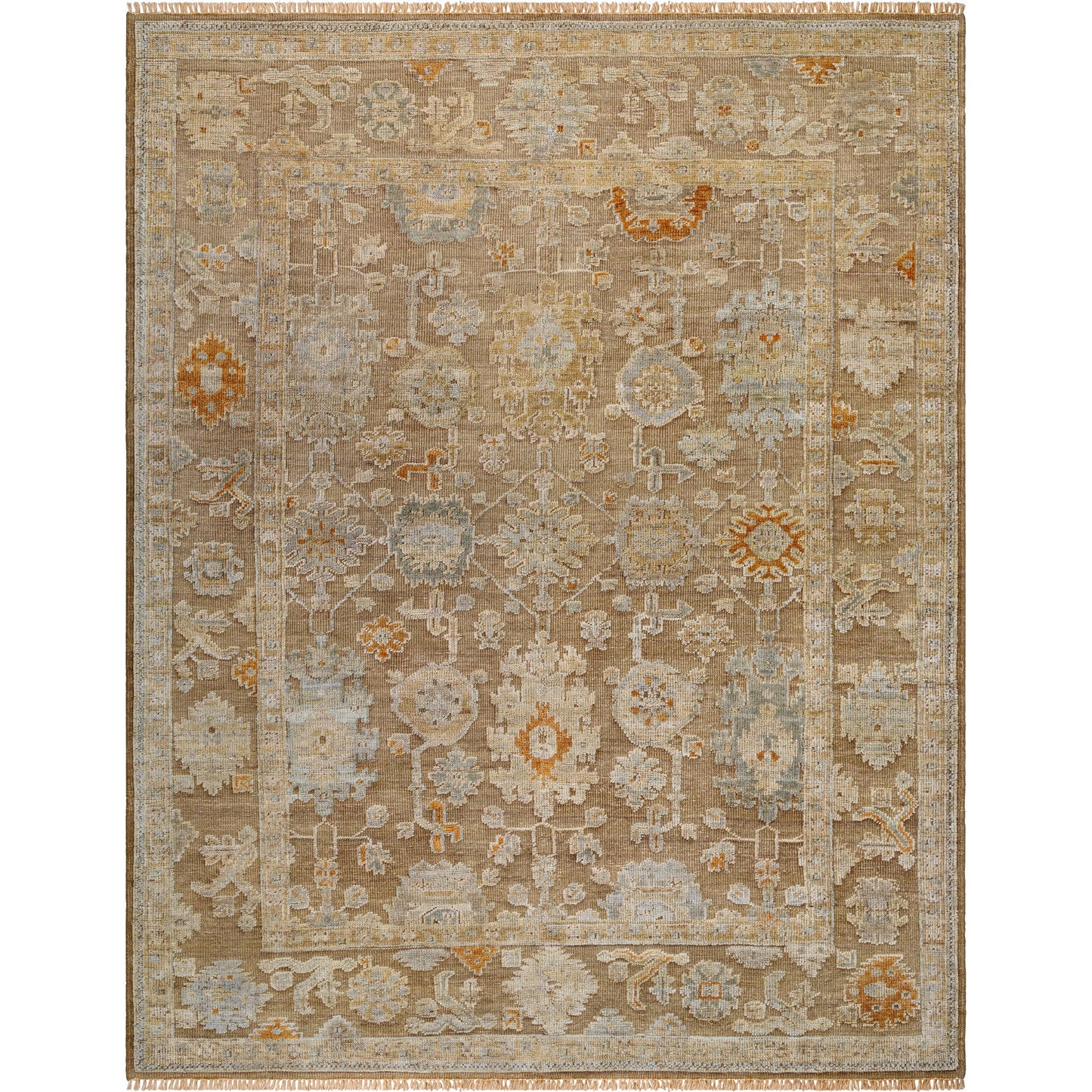 001 SI-2164206,SI-2164207,SI-2164208,SI-2164209,SI-2164210 | Primary Silo | Sinclair Rug - 526602 by Surya in taupe, burnt sienna, sky blue, ivory, goldenrod. Made from wool in a unique style.