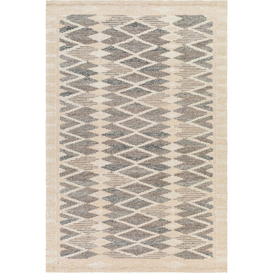 Scandi Rug - 27897 by Surya in black, medium gray, light gray, beige, cream. Made from 60% viscose, 20% wool, 10% cotton, 10% linen in a unique style.