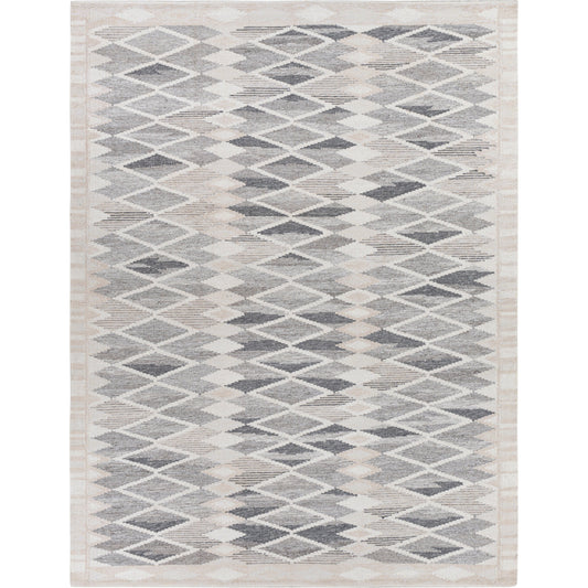 Scandi Rug - 27897 by Surya in black, medium gray, light gray, beige, cream. Made from 60% viscose, 20% wool, 10% cotton, 10% linen in a unique style.