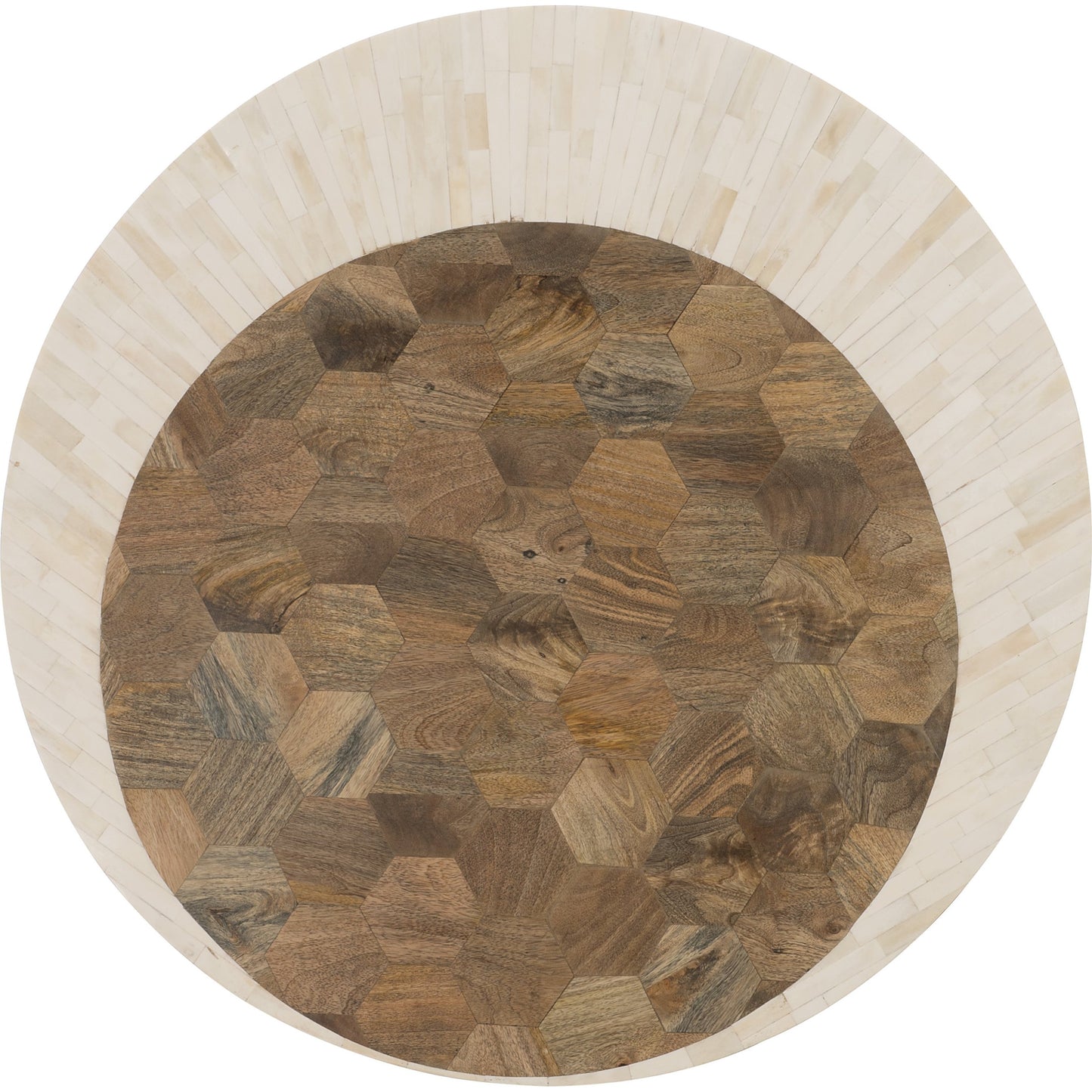 002 SI-1873108 | Additional Silo | Commerce & Market Round Cocktail Table by Hooker Furniture in gold. Made from bone inlay, iron in a transitional style.