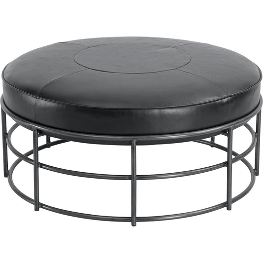 001 SI-2325233 | Primary Silo | Ziggy Ottoman by LH Imports in black and gunmetal. Made from pu leather, iron, polyester fiber, pu foam in a modern style.