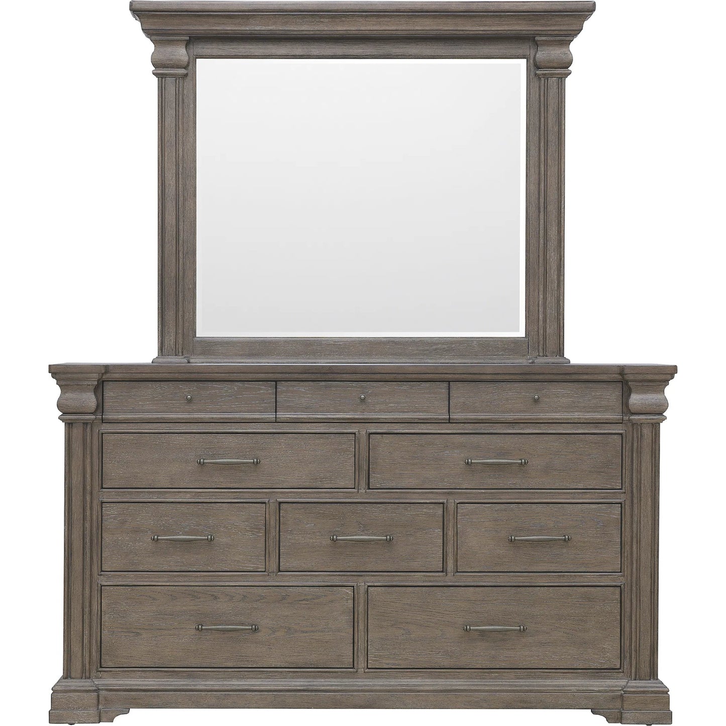 004 SI-2383581 | Additional Silo | Madison Ridge Dresser Mirror by Pulaski Furniture in natural bark. Made from flat-cut white oak wood veneers in a unique style.