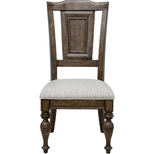 Woodbury Wooden Side Chair by Pulaski Furniture in cowboy boots brown. Made from rubberwood in a traditional style.