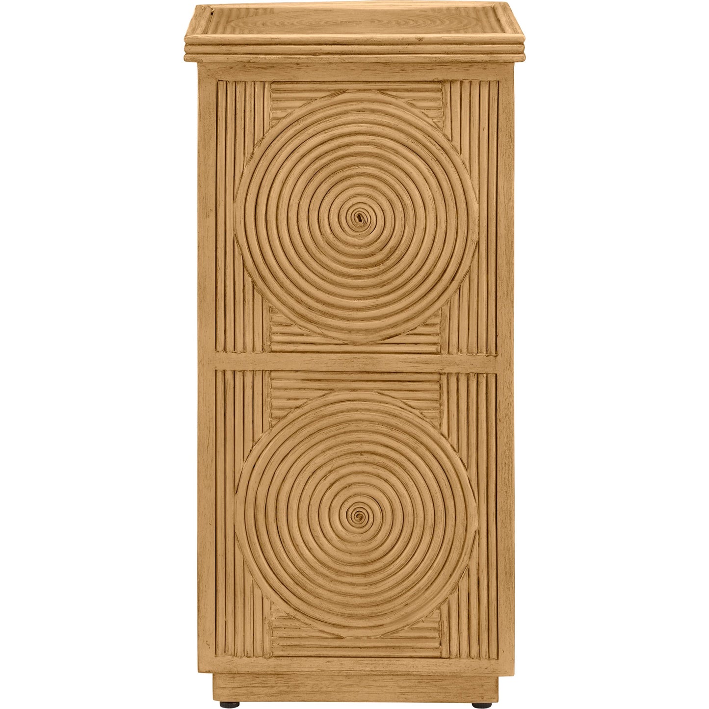 009 SI-2134068 | Additional Silo | Santos Accent Table by Currey and Company in sea sand, clear. Made from rattan, mahogany, glass in a transitional style.