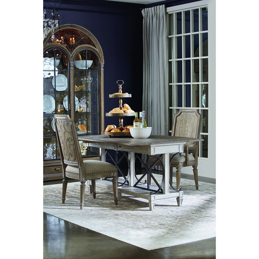 Arch Salvage Gwynn Curio by A.R.T. Furniture in brown and parch. Made from parrawood solids, cathedral elm veneers, glass accents in a traditional style.