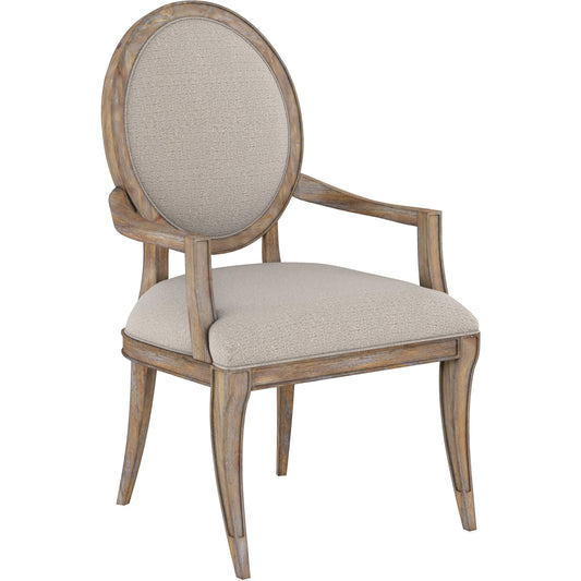 Architrave Oval Arm Chair (Set of 2) by A.R.T. Furniture in almond. Made from parawood solids, foam, fabric in a modern style.