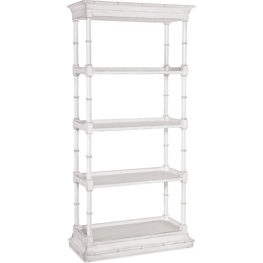 Charleston Etagere by Hooker Furniture in white heron. Made from maple veneers, resin in a traditional style.