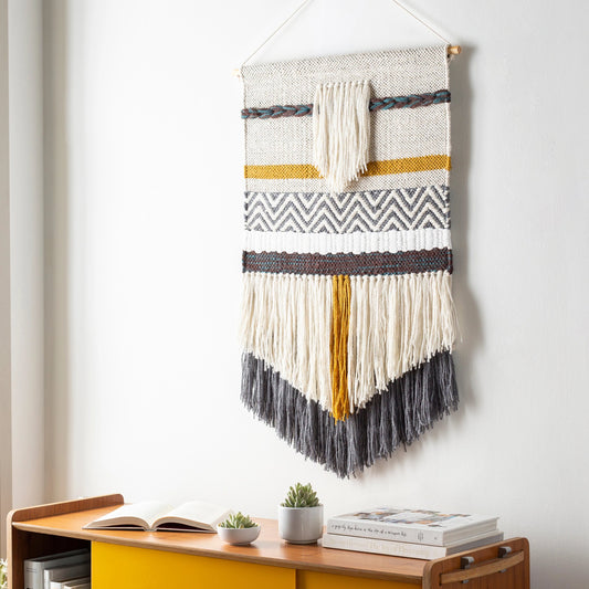 Saiful - 25854 by Surya in charcoal, light beige, cream, black, mustard, dark brown. Made from 70% wool, 20% polyester, 10% cotton in a eclectic & global style.