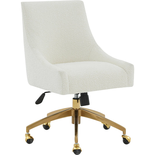 Neuchatel Adjustable Desk Chair by HedgeApple Essentials. Made from plywood, solid larch wood, mdf, boucle (95% polyester), 5% acrylic, aluminum in a modern style.