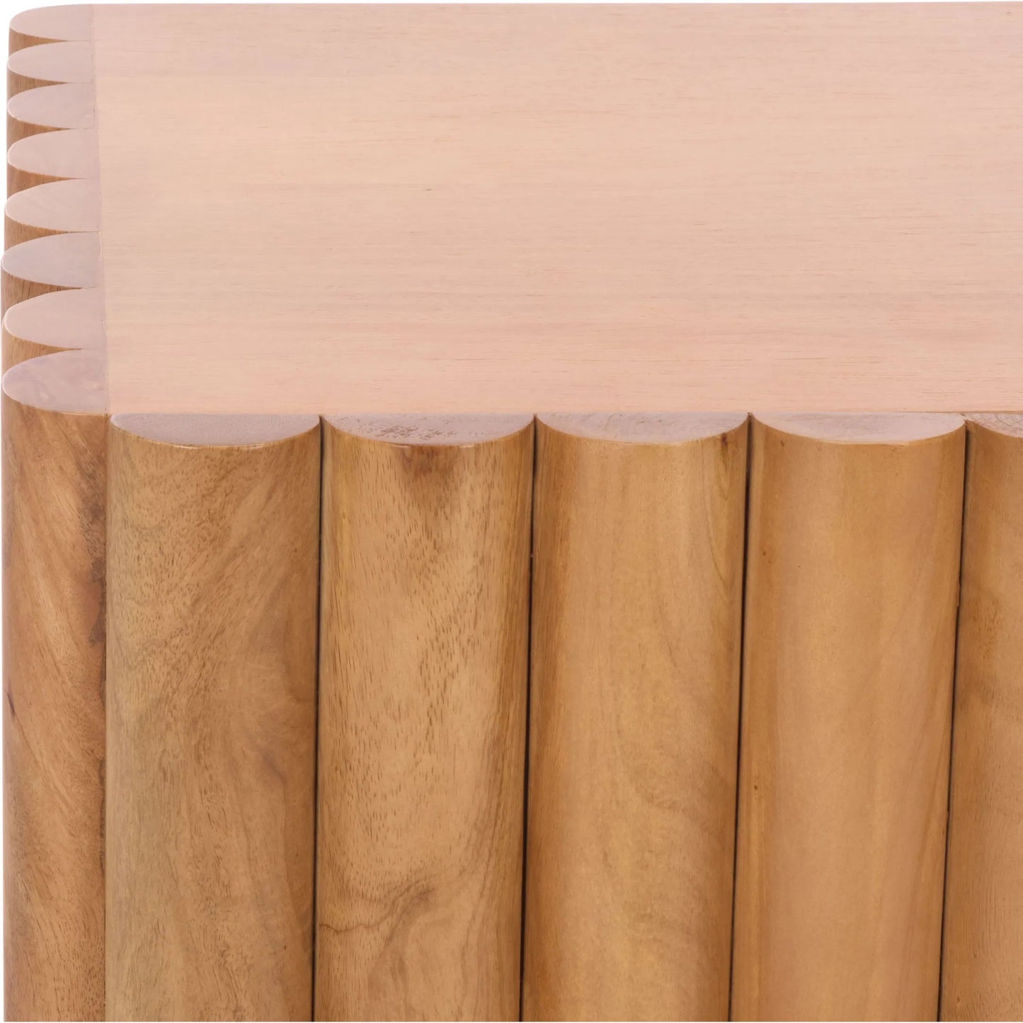 003 SI-2454182 | Closeup | Limestone Fluted Nightstand by HedgeApple Essentials in natural, black. Made from mango wood, veneer, plywood, iron in a transitional style.