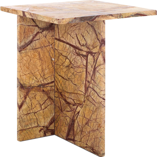 Rockwall 2 Leg Accent Table by HedgeApple Essentials. Made from marble in a rustic style.