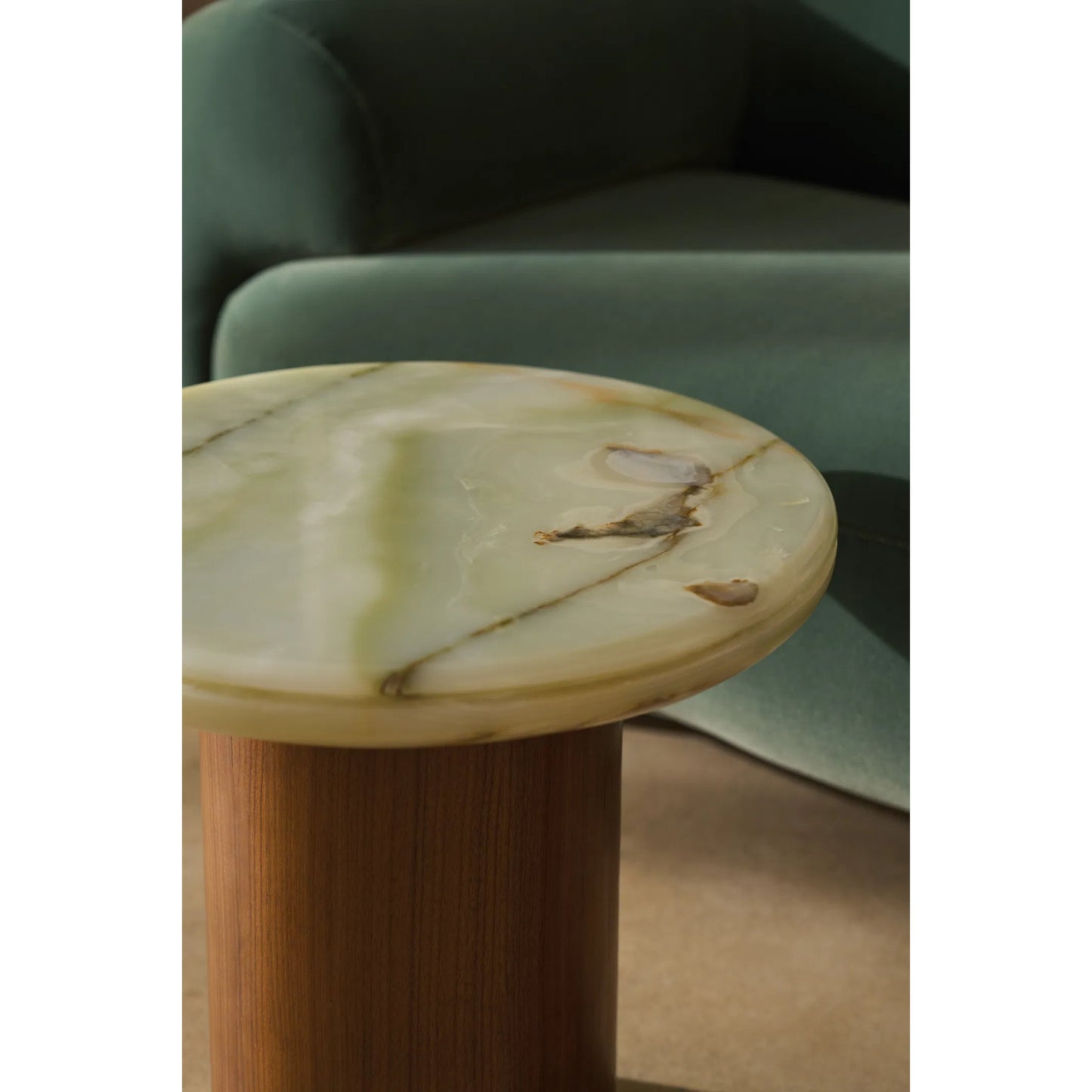 003 SI-2193872 | Lifestyle | Cape Verde Accent Table by Caracole in retro walnut. Made from asian hardwood, stone, walnut in a modern style.