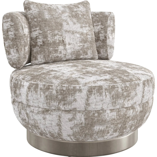 001 SI-2193885 | Primary Silo | Celeste Swivel Chair by Caracole in whisper of gold, charcoal leaf. Made from birch, metal in a modern style.