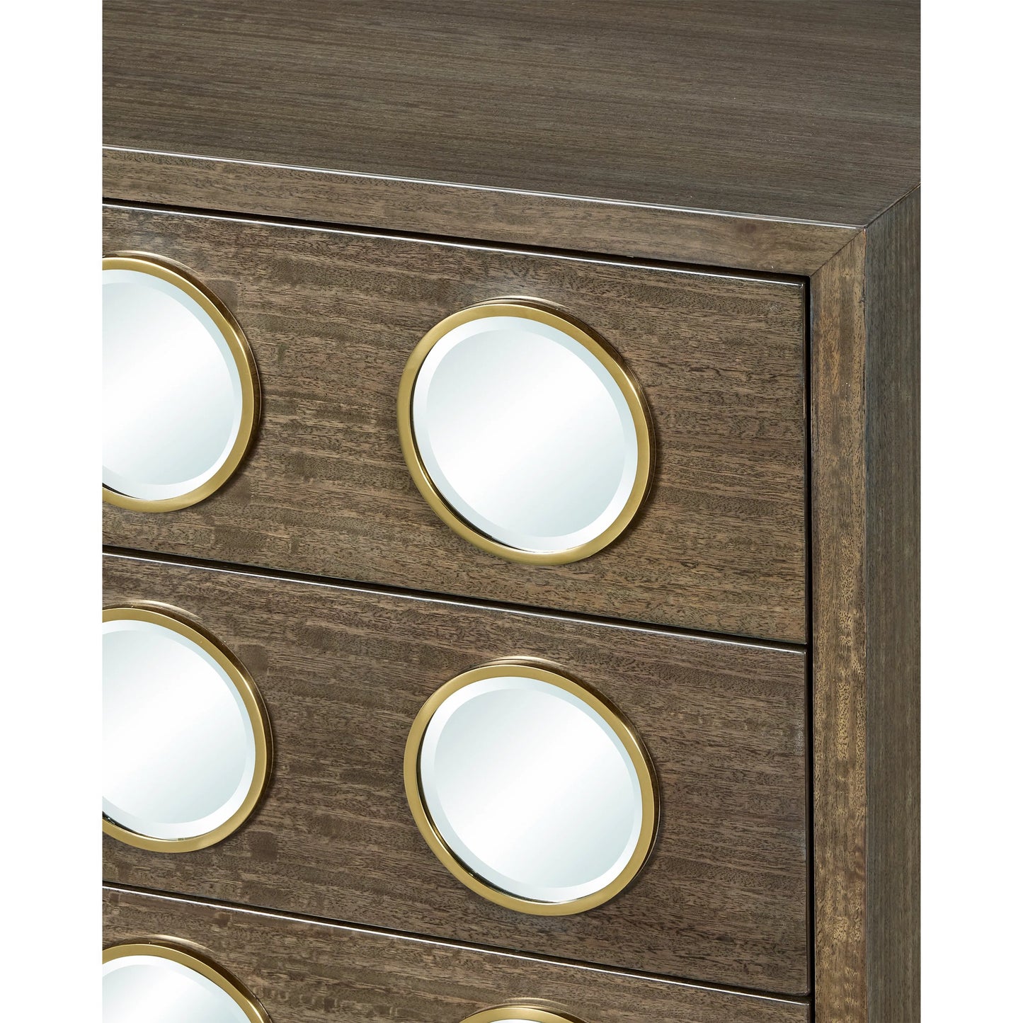 003 SI-2191692 | Additional Silo | Colette Chest by Currey and Company in tawny brown, polished brass, mirror, rose. Made from figured eucalyptus, stainless steel, glass, faux velvet in a modern style.