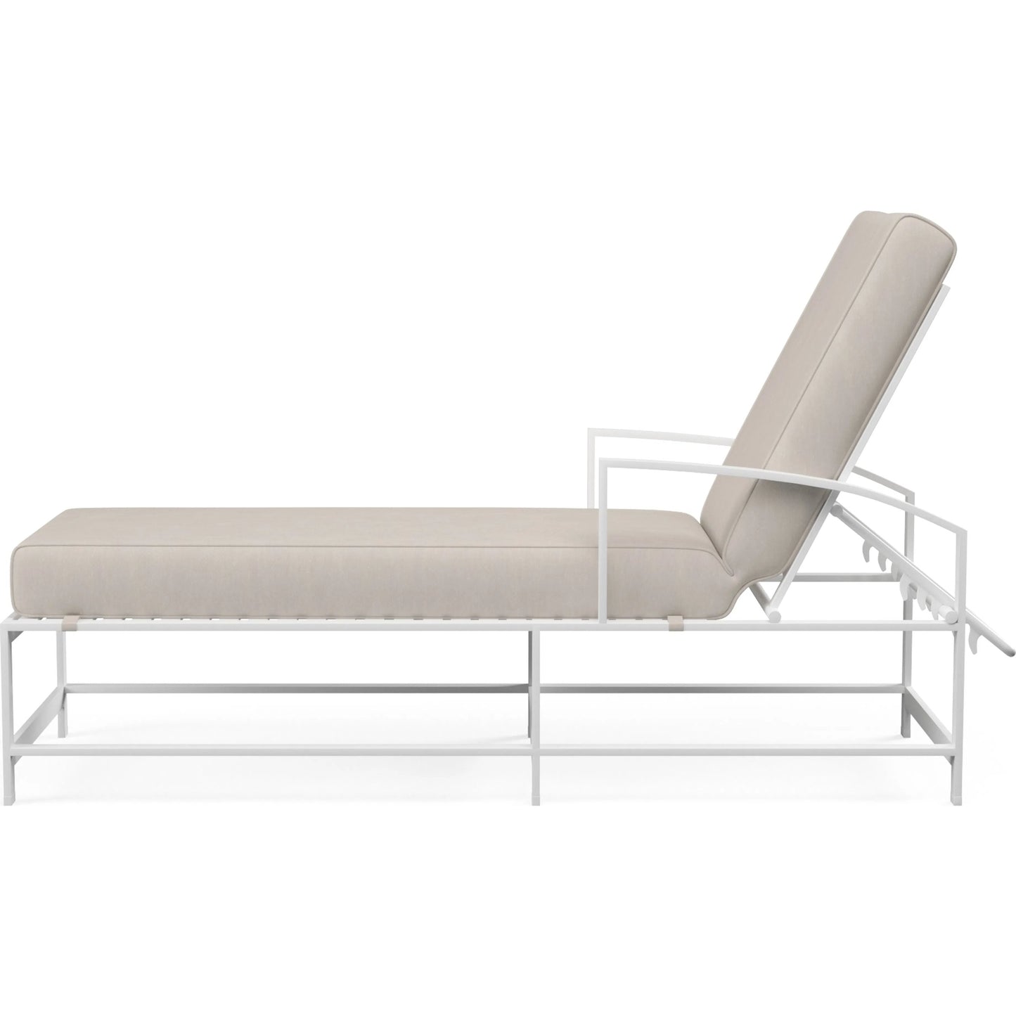 003 SI-2167198 | Additional Silo | Bristol Outdoor Chaise in Canvas Flax w/ Self Welt by Sunset West in white. Made from aluminum in a modern style.