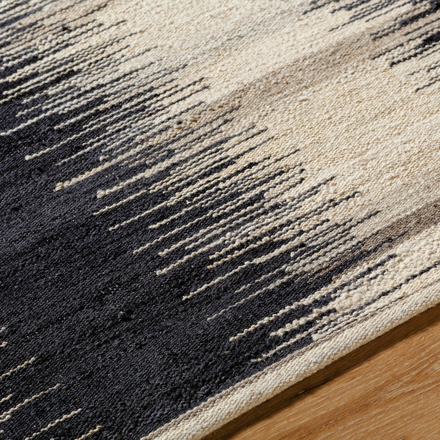 004 SI-2051899,SI-2051900,SI-2051901,SI-2051902 | Closeup | STOCKHOLM SHM-2302 Rug by Surya in midnight blue, charcoal, taupe, ivory. Made from face: 80% wool, 20% cotton, warp: 20% cotton in a unique style.