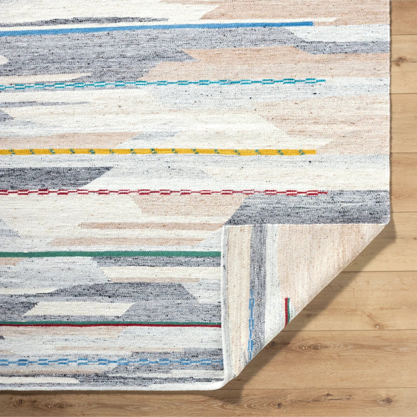 002 SI-2164872,SI-2164873,SI-2164874,SI-2164875 | Closeup | Stockholm Rug - 532433 by Surya in ivory, charcoal, mustard, forest green, crimson, teal, coral. Made from wool in a unique style.