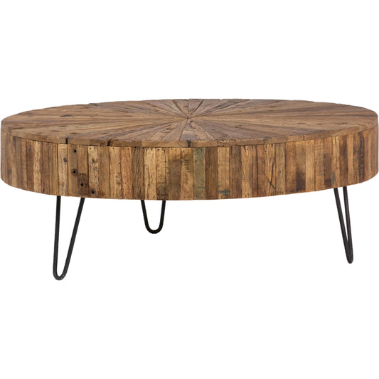 Guidan Coffee Table by Arch & Plane in antique brown sealed finish, gunmetal legs. Made from reclaimed acacia wood top, iron legs in a cottage & farmhouse style.