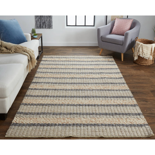 Berkeley Transitional Stripes Rug - 0738F by Feizy in ivory, tan, gray. Made from wool in a unique style.
