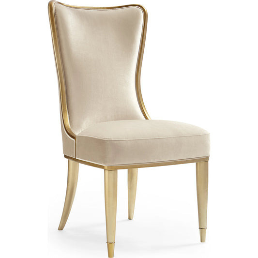 Sophisticates Dining Chair by Caracole in gold and gold bullion leaf. Made from birch solids and birch veneers in a modern style.