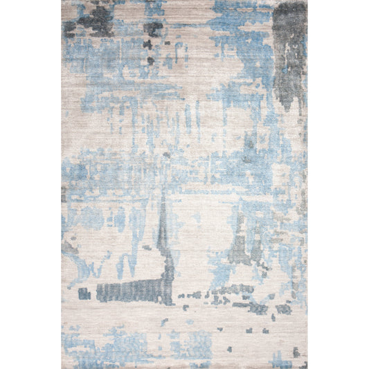 Silence Rug - 1909 by Surya in light gray, slate, dusty sage, charcoal, pale blue, black. Made from 100% bamboo in a unique style.