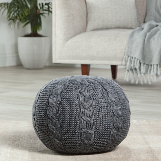 Sitka SIT03 Pouf by Jaipur Living in gray. Made from 100% polyester in a modern style.
