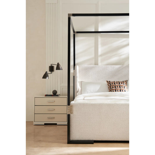 Shelter Me Canopy by Caracole in almost black, brushed stainless. Made from poplar in a modern style.