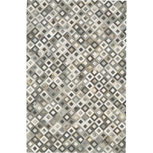 Estelle Transitional Animal Print Rug - L9173 by Feizy in white, black, gray. Made from leather in a unique style.