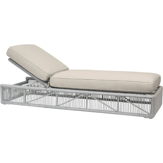 Milano Outdoor Adjustable Chaise w/ Self Welt by Sunset West. Made from olefin rope in a rustic style.