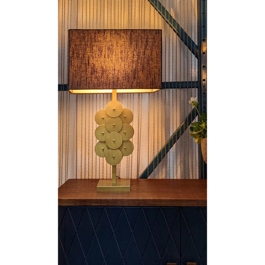 Skye Brass Disc Lamp by LH Imports in brushed brass. Made from unique in a eclectic & global style.