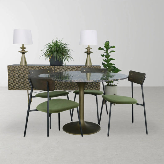 Symphony Table Lamp by LH Imports in brass, off-white and antique brass. Made from aluminum, linen in a unique style.