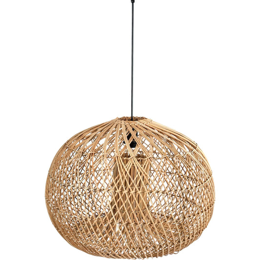 Dome Chandelier by LH Imports in brown and natural, black. Made from rattan, iron in a rustic style.