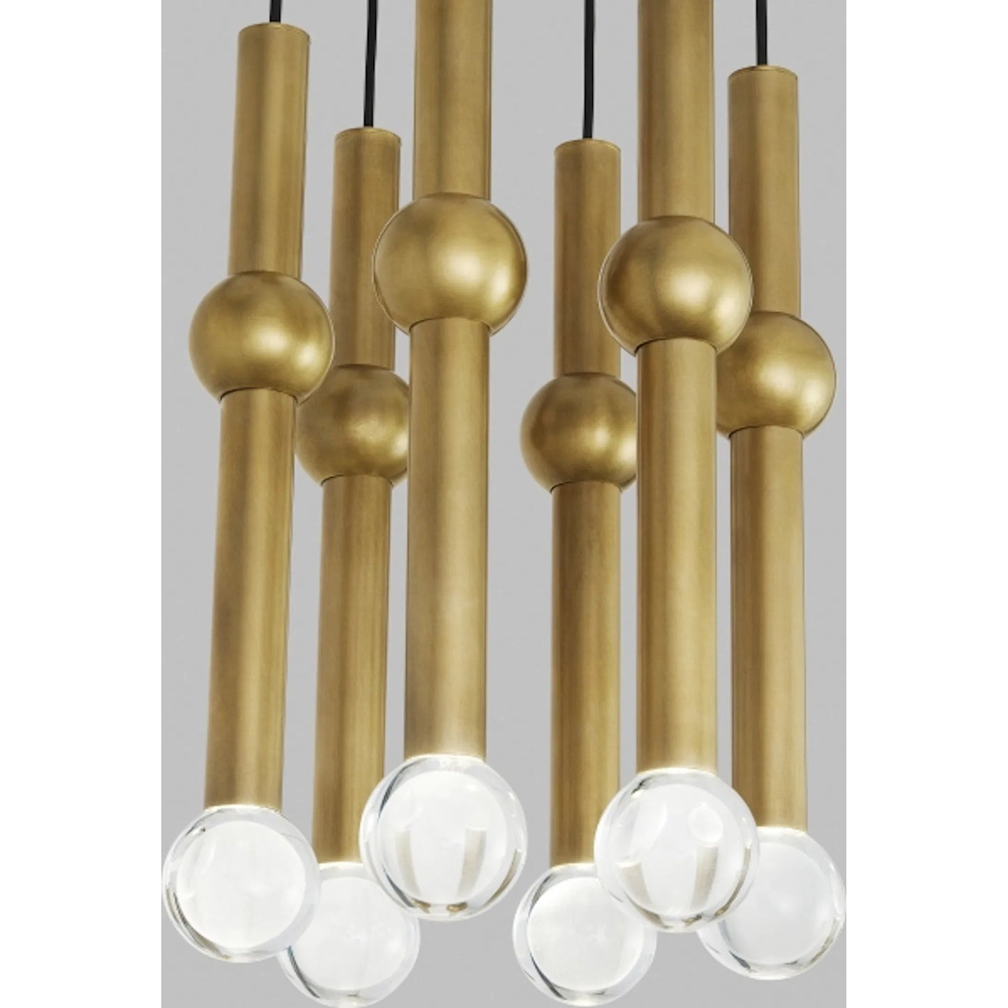 003 SI-2232928,SI-2232929 | Closeup | Guyed 6 Light Chandelier by Visual Comfort & Co.. Made from aluminum or brass in a unique style.