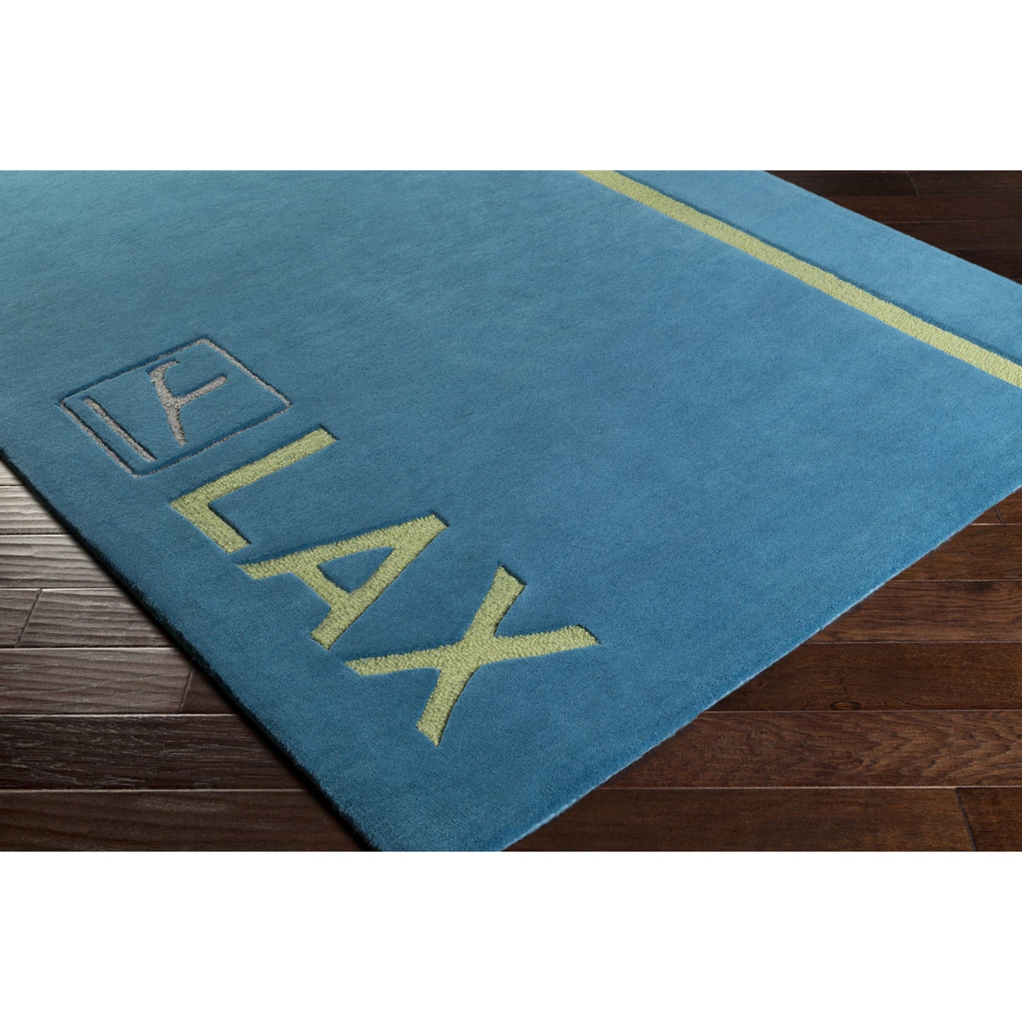 003 65580-26189 | Closeup | SLB-6812 Rug by Surya in light blue, olive, charcoal. Made from 100% wool in a unique style.