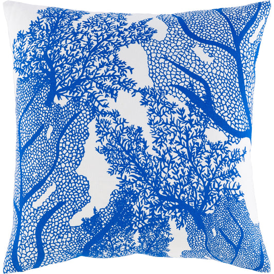 001 SI-1890375,SI-1890376 | Primary Silo | Sea Life Pillow - 22476 by Surya in white, dark blue. Made from 100% cotton in a coastal style.