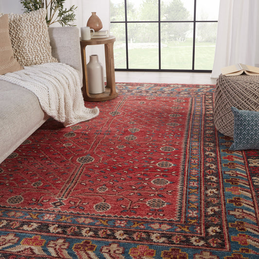 Salinas SLN13 Rug by Jaipur Living in red, blue. Made from 100% wool in a unique style.