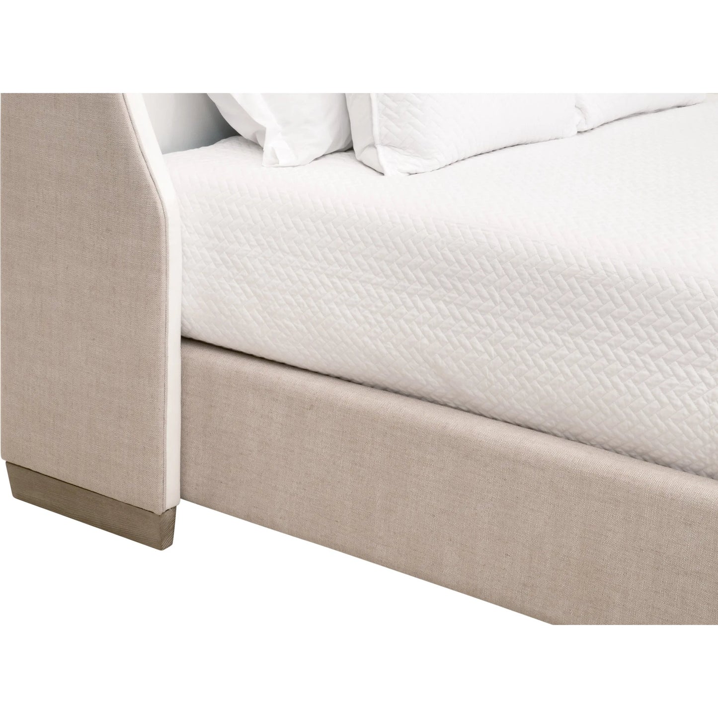 010 SI-2249333,SI-2249334,SI-2249335 | Closeup | Sloan Bed by Essentials For Living in livesmart peyton-pearl, bisque, natural gray oak. Made from solid oak wood, plywood, metal in a modern style.