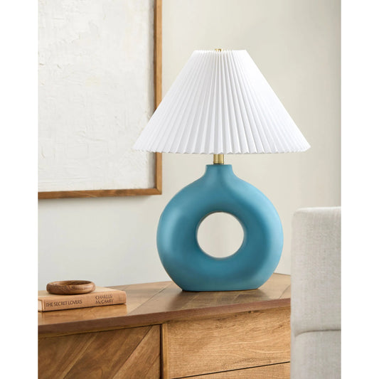 Solara Round Accent Table Lamp by Livabliss in plated, glazed. Made from ceramic, polyester, iron in a modern style.