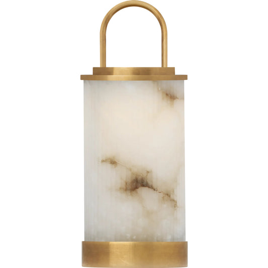Tawa Alabaster Accent Rechargeable Table Lamp by Visual Comfort & Co. in alabaster and hand rubbed antique brass. Made from brass in a transitional style.