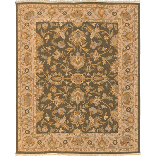 Soumek Rug - 11459 by Surya in tan, beige, olive, dark brown, slate. Made from 100% semi-worsted new zealand wool in a unique style.