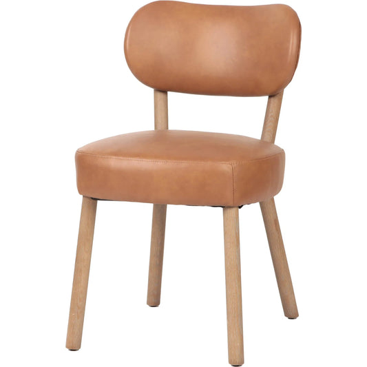 Jesse Dining Chair by LH Imports in brown and brown. Made from top grain leather, ash wood in a traditional style.