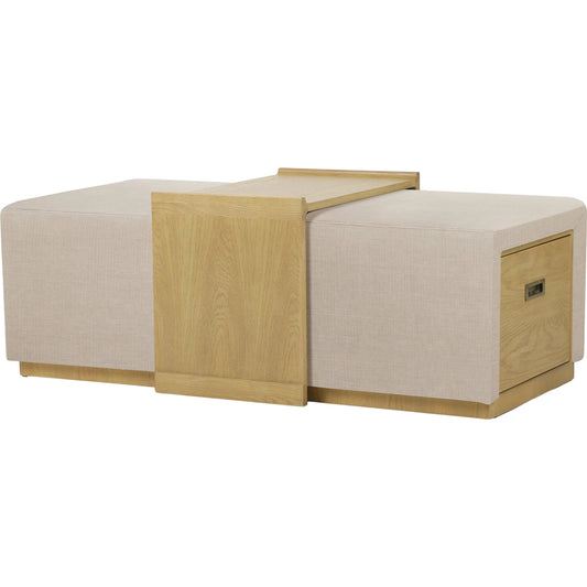 001 SI-2533519 | Primary Silo | Elara Storage Ottoman by LH Imports in beige, barley chenille and natural. Made from ash, polyester in a unique style.