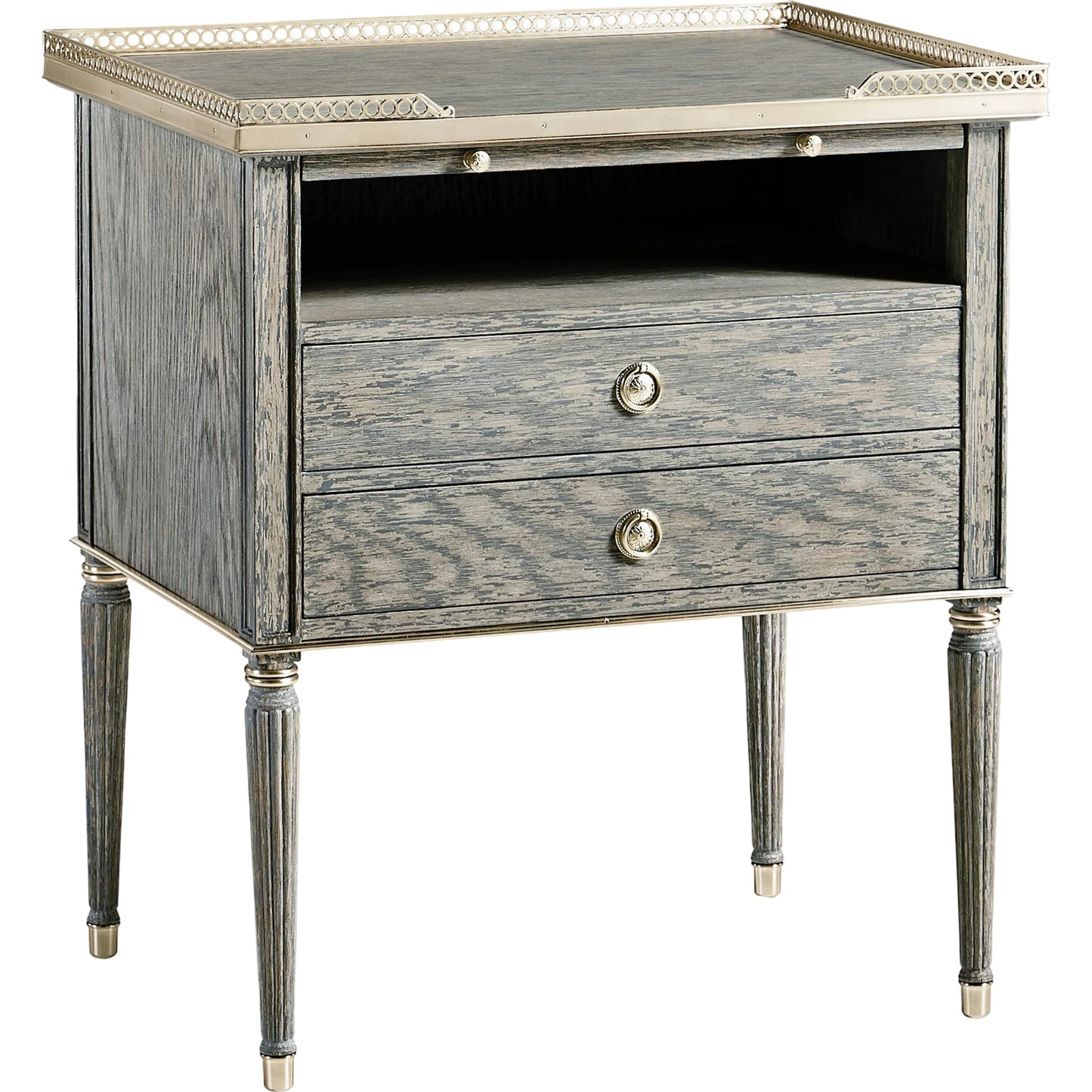 001 SI-2186336 | Primary Silo | Arlingham Nightstand by Jonathan Charles in blue and chipped blue oak. Made from oak solids, veneers in a modern style.