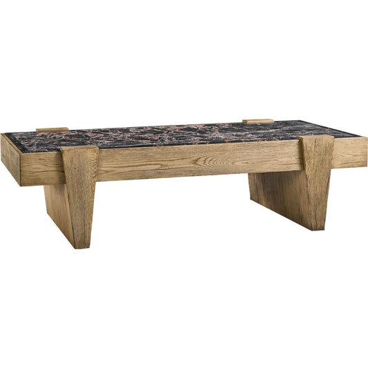 Echo Canyon Marble Rectangular Cocktail Table by Jonathan Charles in faded oak. Made from oak veneer in a cottage & farmhouse style.