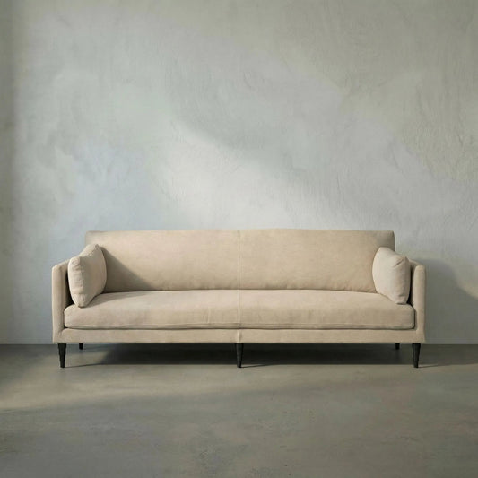 Andalusia Sofa by Noir in natural linen, black wood. Made from linen, black wood in a transitional style.